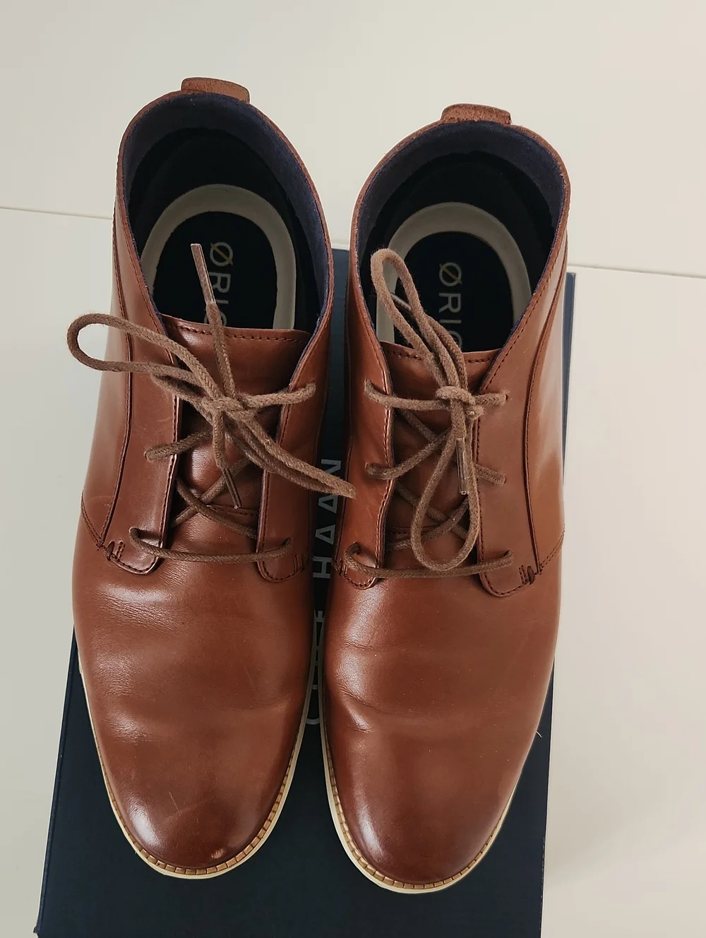 Cole Haan Men's Cognac Brown Leather Chukka Boots